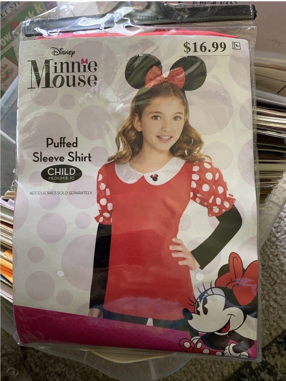 Child M (8-10 USA) Minnie Mouse Long Sleeve Shirt *NO HEADBAND* SHIRT ONLY